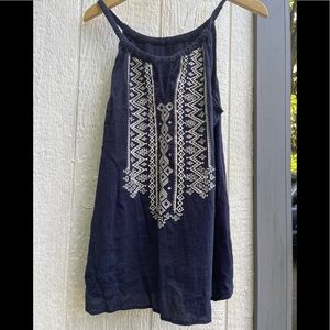 Keyhole embroidery halter top